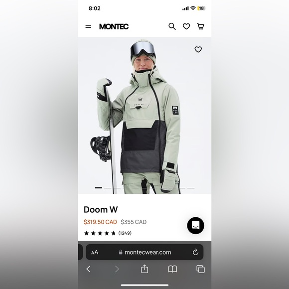 Size Large Insulated Soft Green Montec Snow Jacket - Picture 2 of 5